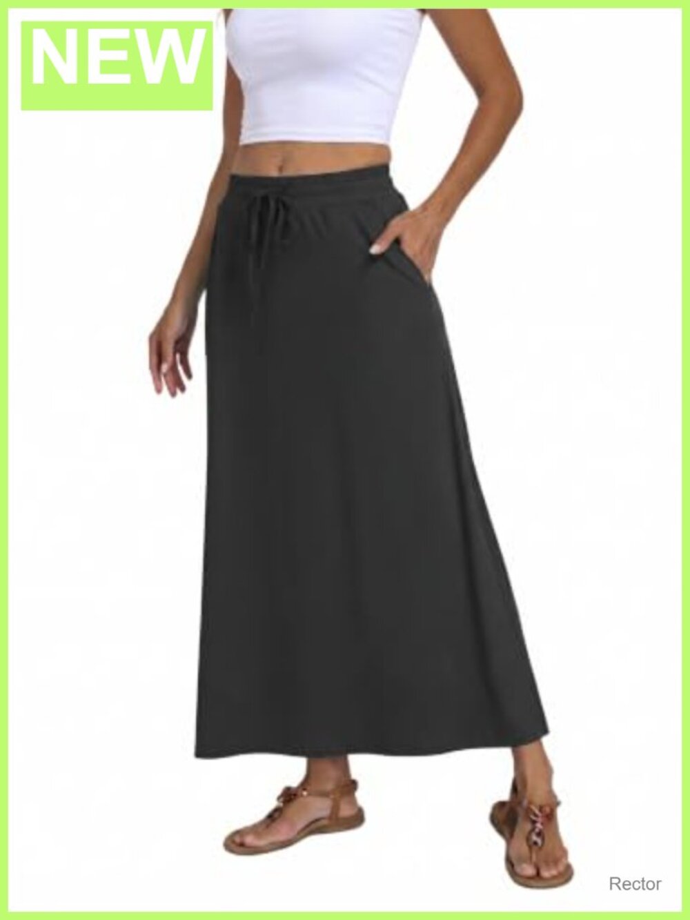 Women's Boho Maxi Skirt High Waisted Flowy A-Line Pockets